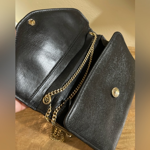 AUTH VINTAGE RARE DIOR BLACK LEATHER MINI FLAP BAG & GOLD ORIGINAL CHAIN - Picture 8 of 17